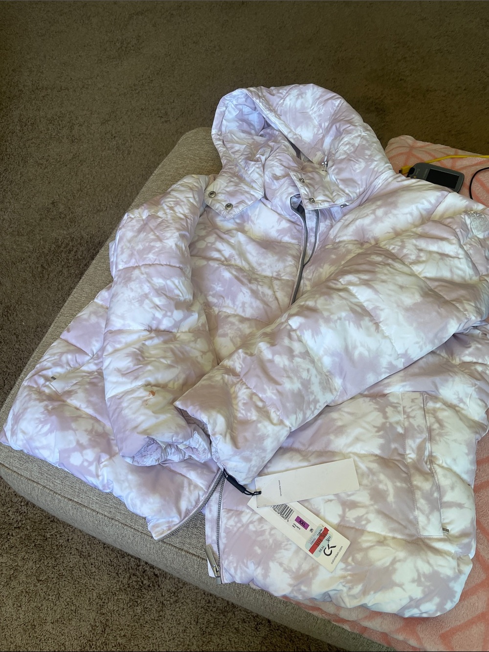 Calvin Klein Performance Lavender Tie-Dye Puffer Jacket